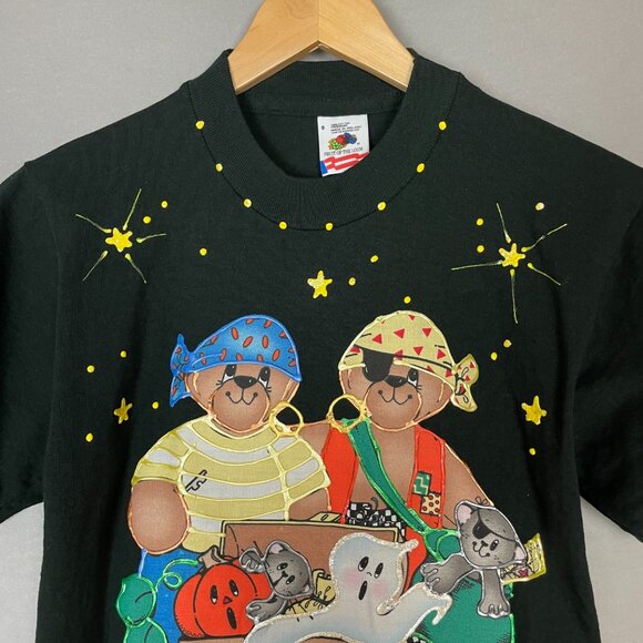 Vintage Halloween T-Shirt Daisy Kingdom Applique Bears Cats Ghost DIY Small Top - Picture 4 of 14
